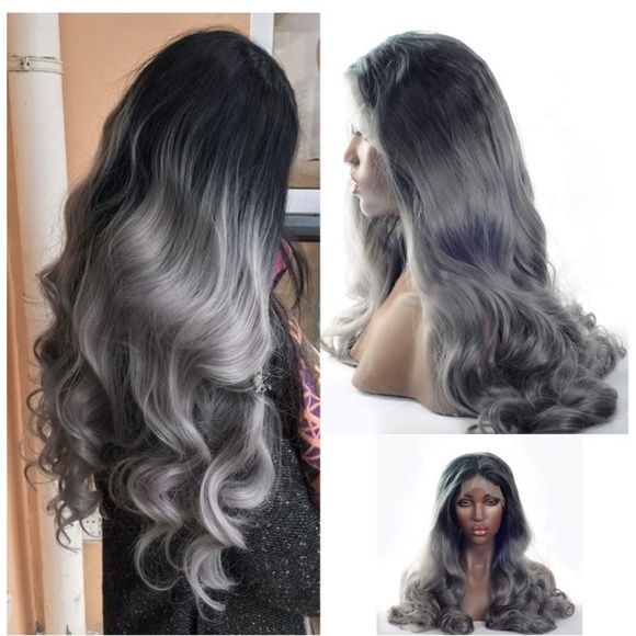 24" Grey Body Wave Lace Front Wig